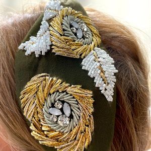 Beautiful beaded headband in Olive